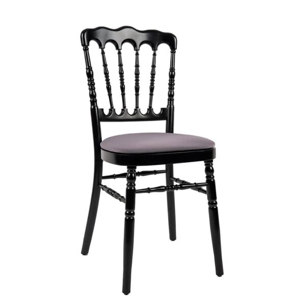 location de chaise napoléon noir avec une assise grise